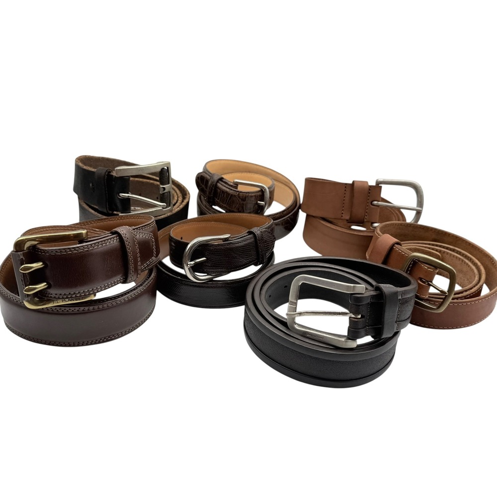 Mens Leather Belt Lot 7pc Ermenegildo Zegna J.L. Powell J.Crew Duluth Size 40